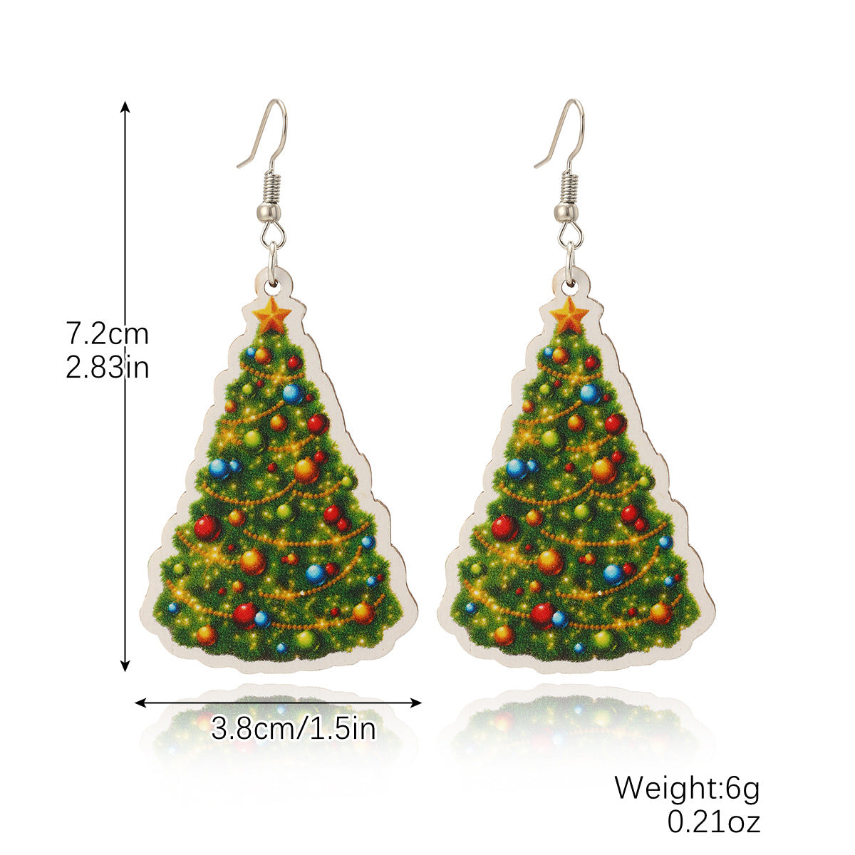 Wholesale Christmas Wood Snowflake Exaggerated Christmas Tree Earrings